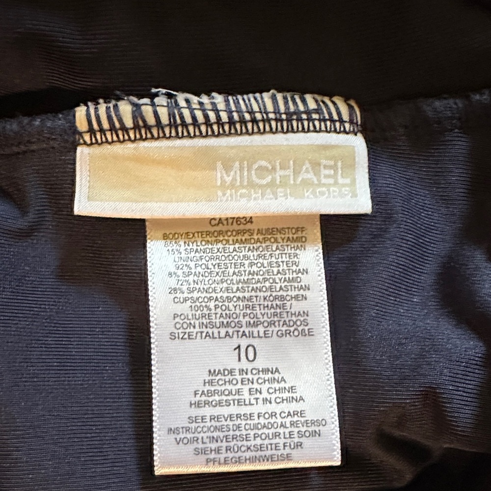 Michael Kors One-Shoulder Blue Swimsuit with Ring Detail - Picture 3 of 5